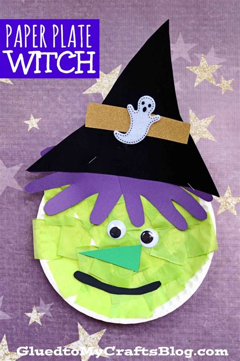 Halloween witch craft using paper plates